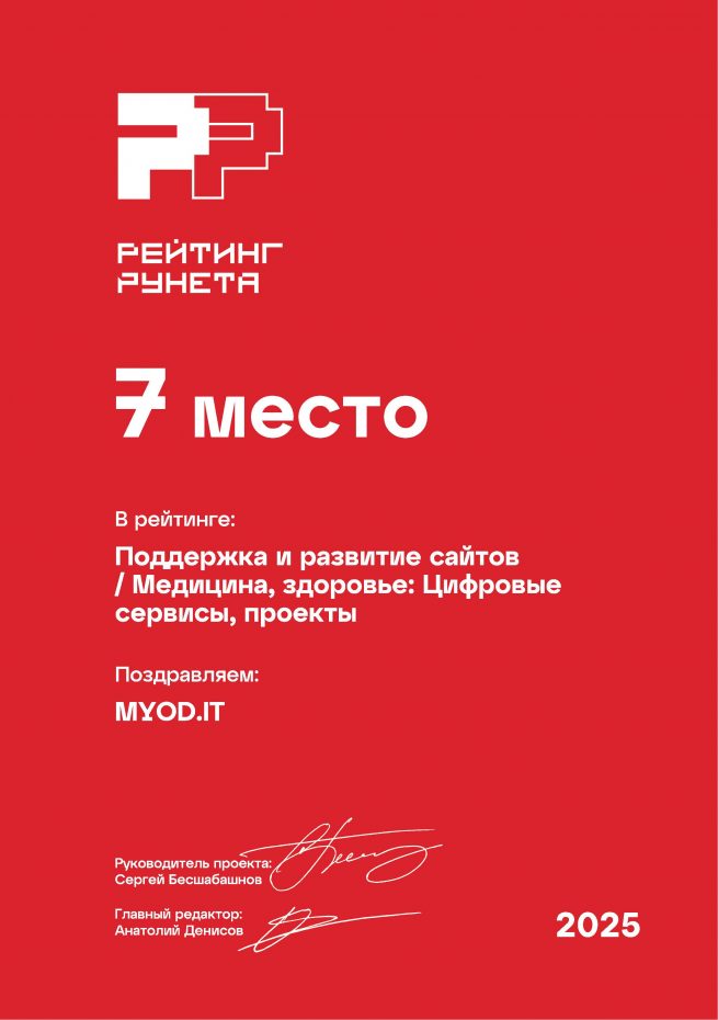 Поддержка и развитие сайтов - Медицина, здоровье: Цифровые сервисы, проекты